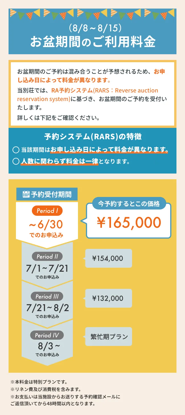 お盆期間の料金について
