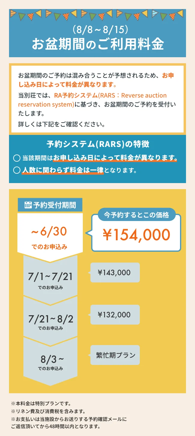 お盆期間の料金について