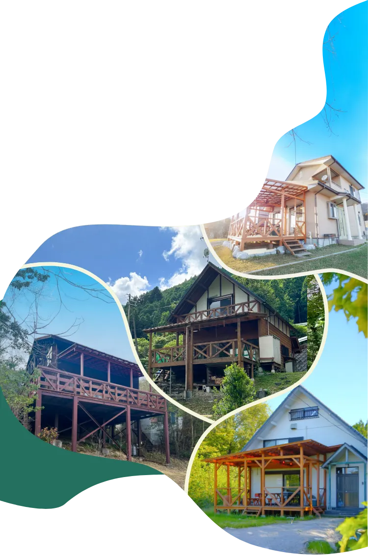 東条湖エリアのコテージ外観