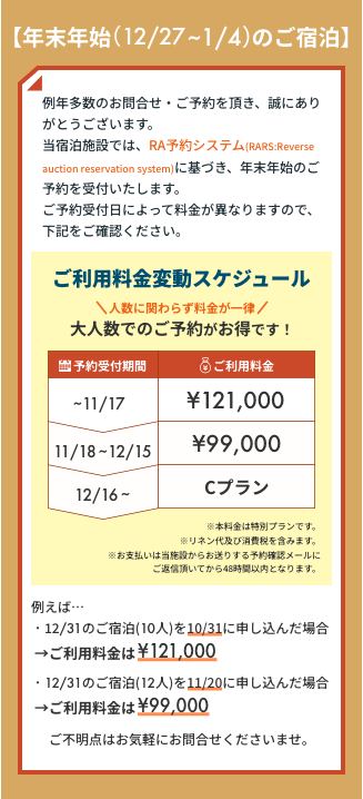 お盆の料金設定について