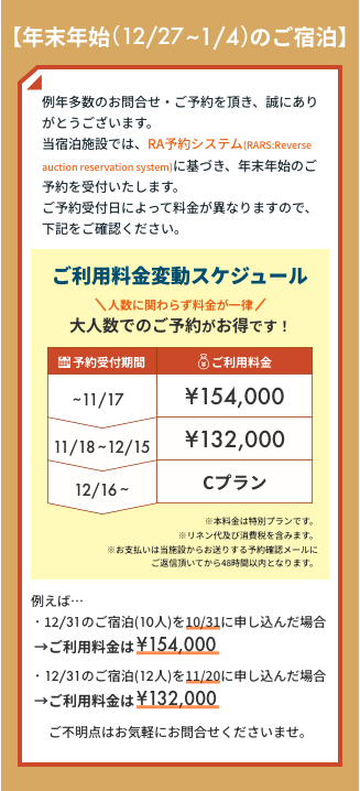 お盆の料金設定について