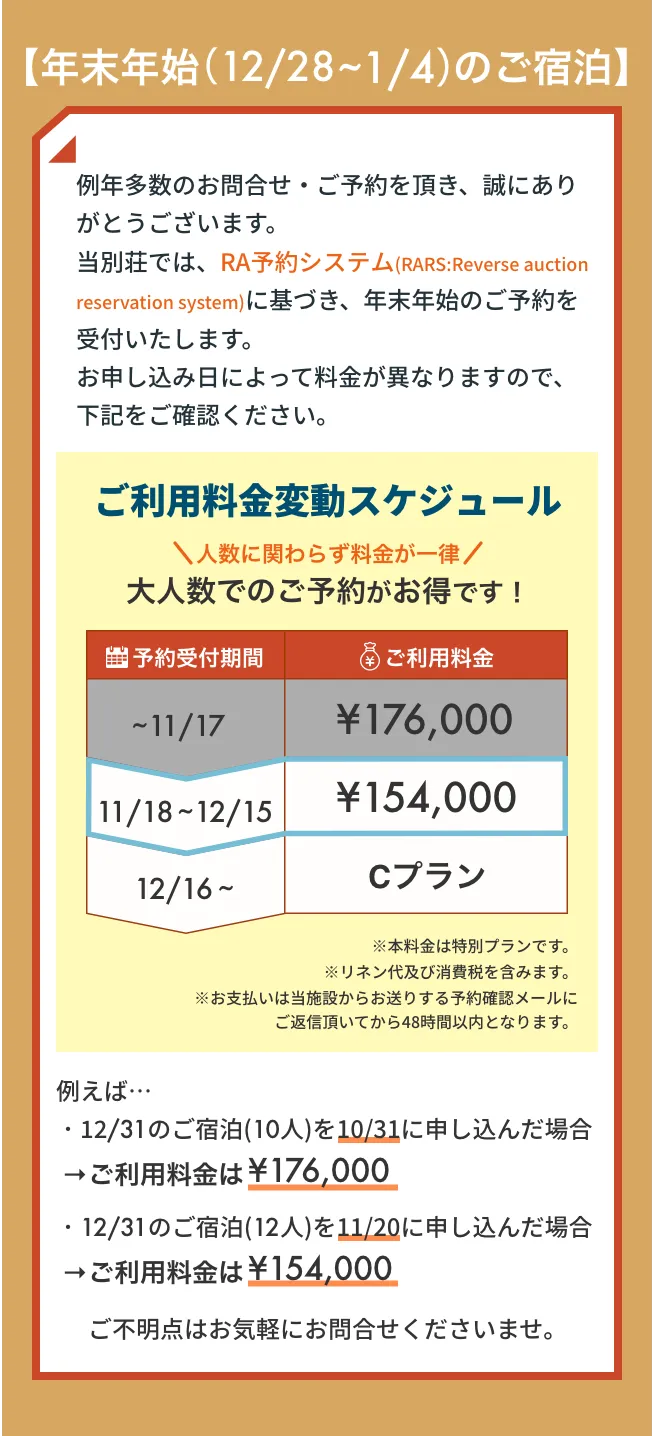 お盆の料金設定について